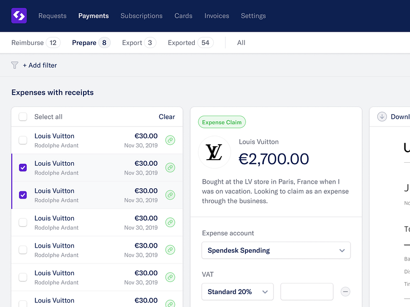 Spendesk: Expense Inbox app design app ui application ui design designer icon design interface ui ui design user experience user interface ux web app