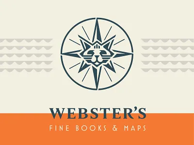 Webster's Fine Books & Maps branding cat compass icon logo logomark logotype nautical star sun