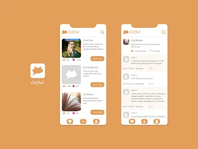 Cat Chat App app chat design forum illustrator mobile ux xd