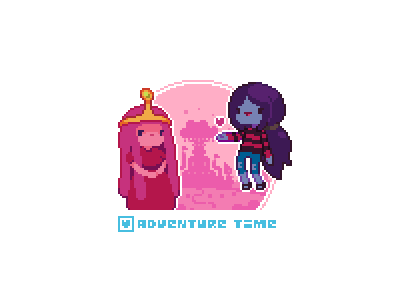 Adventure Time - Princess Bubblegum and Marceline! 8 bit adventure time art cartoon network character cute fanart illustration marceline pixel pixel art princess bubblegum