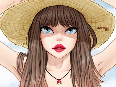 Summer Heat art blue digital digital art draw drawing drawthisinyourstyle girl heat hot hot girl illustration summer