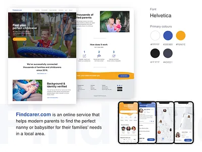 Landing Page and App design (search for a childcarer) app design babysitting concept design landing page nanny ui ux web design