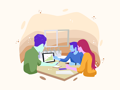 Business People Analyzing Data Illustration app background branding business character design element flat gradient illustration ui ux vector web