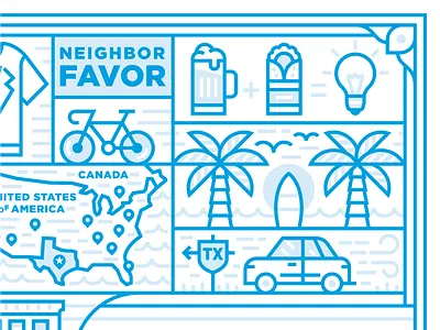 Eastside Tech Hub - Mural austin delivery favor illustration monoline mural texas