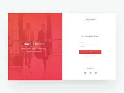 Travel Booking App — Login Page crescor login social travel ui ux website