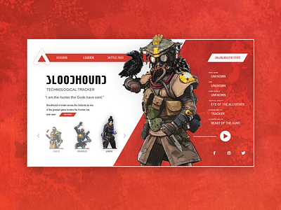 Character profile page for Apex Legends creative design graphic design illustrator cc typography ui ui design uiux ux web webdesign webdesigner website website design