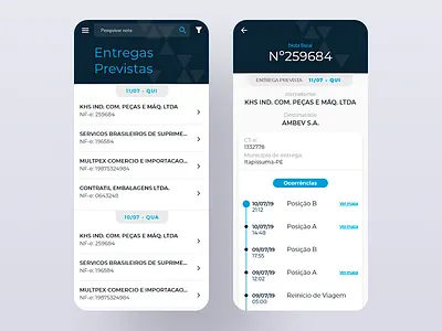 Delivery NFe app app design application clean delivery design list mobile modern nfe software timeline ui ux
