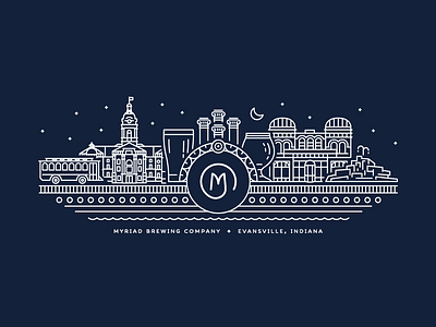Myriad Brewing Company Illustration brewing design illustration tshirt vector