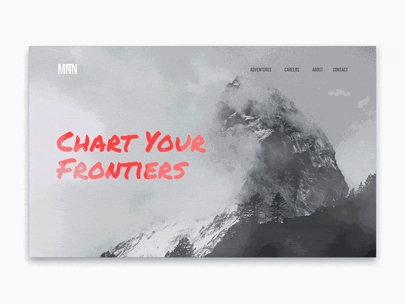frontiers adventure dailyui dailyui 003 explore frontier landing page mountain newsletter outdoors parallax sign up ui