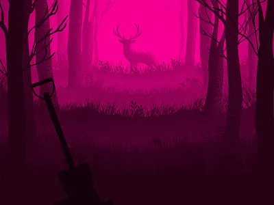 forest illustration deer forest forest animals halloween illustration pink vector