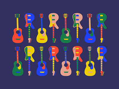 Guitar party flat guitar illustration music popart vector