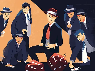 Guys & Dolls 1950 broadway character character design dice gambler gambling gangster illustration illustrator musical new york poster