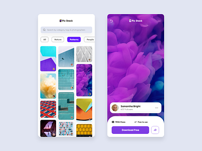 Pic Stack adobexd app art brand branding clean creative design flat font ios logo minimal mobile ui ux vector