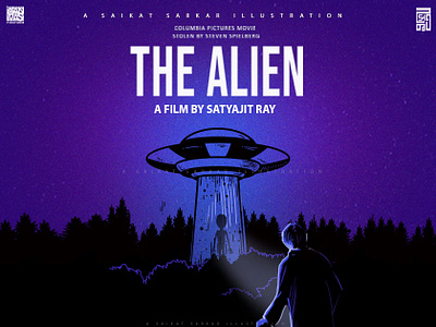 The Alien Satyajit Ray Movie art columbia design illustration india kolkata movie painting photoshop poster saikat sarkar illustration saikatsarkar16 satyajit ray satyajit ray movie the alien tribute