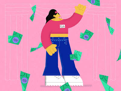 Millonària flamenco illustration money music pink rosalia spain women