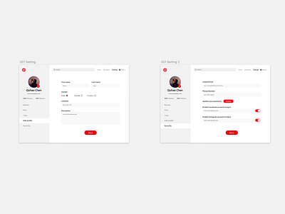 daily UI 007_Setting design ui web website
