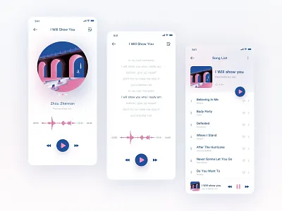 Music ui ux 品牌 应用 插图 设计