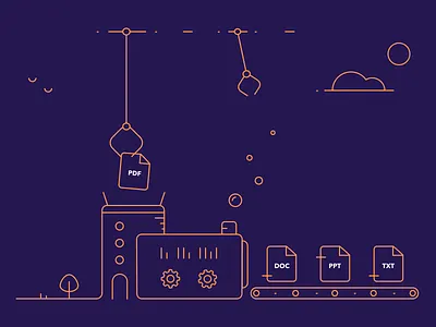 File conversion factory illustration conversion factory line illustration linear illustration web illustration