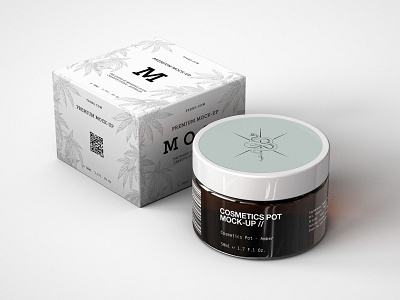 Amber Cosmetics Pot And Box Mock Up amber apothecary bottle branding cbd oil cosmetics design glass identity logo medical mock up mock ups mockup mockup psd packaging pharmaceutical presentation print typography