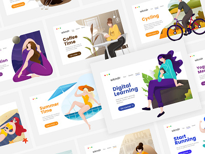 Various Illustration Of Character Concept b2b character design characters clean website concept dashboard fashion financial fintech illustration illustrator landing page landingpage lifestyle modern website procreate saas saas landing page web design web illustration