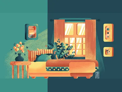 Flat Bed Room digital art environment flat flat art flat design flatdesign illustration prop design room