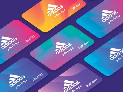 Gift card design for Bushehr Adidas store brand identity branding design gift card gradient visual identity