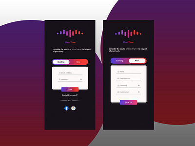 Music App Sign In/Sign Up app app design application music music app musician sign in sign up