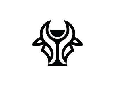 Bull And Wine Logo for Sale animal bar beast branding buffalo bulls cattle design designs head icon icons illustration logo logodesign logodesigner pub vector vectors
