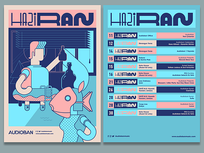Audioban Haziran (june) flyers artwork audioban bored at home burak beceren calendar character design design doodle drawing event flat flyer graphic design illustration june music program sketch typography vector