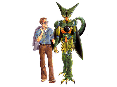 A date with her acrylic paint cell character art characterdesign comicart dragon ball dragon ball z draw illustration illustration art me pencil drawing toriyama