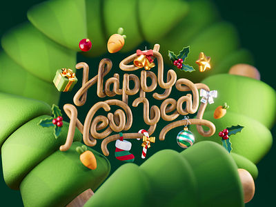 Happy New Year 3d 3danimation 3dart 3dmodeling animation blender3d illustration