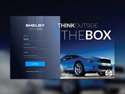 Sign Up (Daily UI #001) account car daily ui dailyui dailyui 001 dailyui001 form gt500 mustang register shelby sign up signup ui design uidesign ux design uxdesign