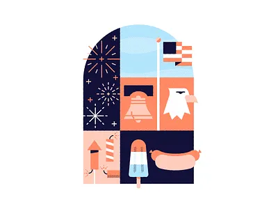 4th america fireworks food fourth of july icons illustration liberty bell rocket pop usa