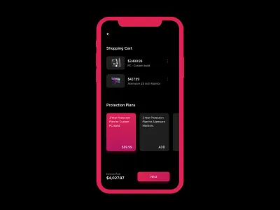 Shopping Cart - Dark Theme app app design clean dark theme design exploration madewithadobexd shopping cart ui ux
