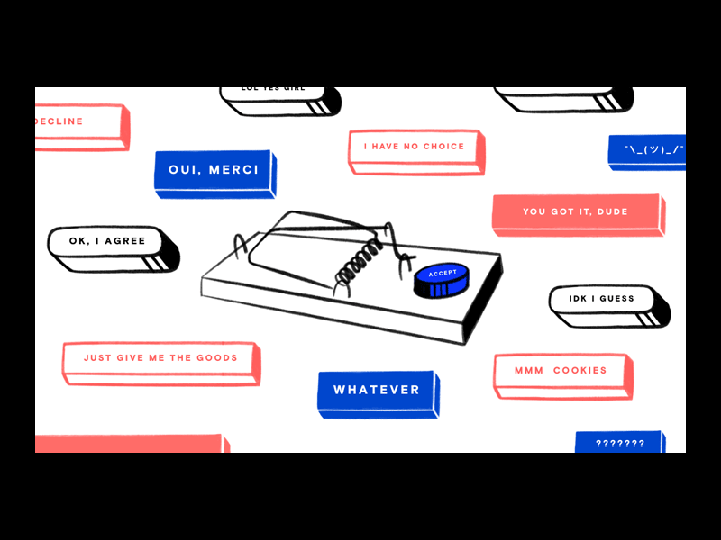 It's a trap! accept behaviorism button cta design gif illustration lol mouse trap sketch