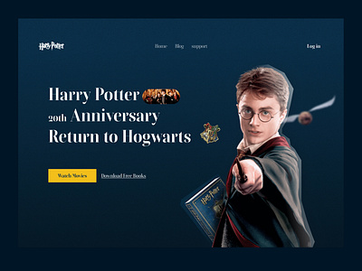 The Harry Potter landing Page concept harry potter harry potter books harry potter movies harry potter website home page interface landing page modern old retro design sohunts story typography ui ui design ui ux user interface ux web ui