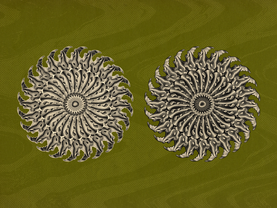 Organic Claw Saw blade applepencil art forms in nature claw design eyeballs grain shading illustration ipad procreate sawblade spiral truegrittexturesupply