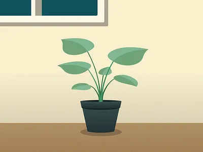 Houseplant desk flat flatdesign furniture greenery houseplant illustration illustrator minimal photosynthesis plant rainy room vector workspace