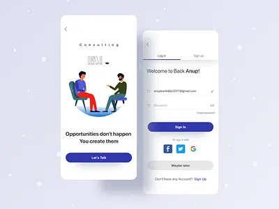 Consulting Firm Sign in Interface anupdeb apps best design best shot clean consultancy consulting creative freelancer illustration interaction interface mobile app onboarding sign in typogaphy ui uinugget userinterface web