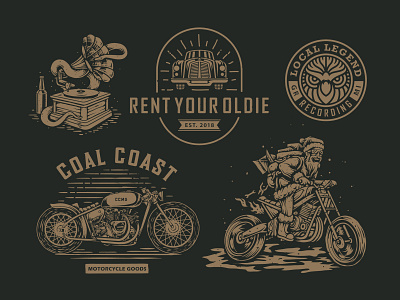 Vintage Retro Design Concept branding graphic designer illustration illustrator motorcycle art retro badge retro design rustic design tshirt design typography vector vintage vintage badge vintage logo