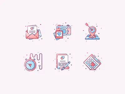 Wedding Icons color heart icon line love romantic vector wedding