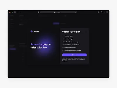 Upgrade Plan Modal - SaaS Concept dashboard modal pricing product design saas saas pricing ui upgrade upgrade plan ux