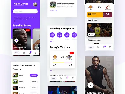 Sport News App UI clean design illustration interface ios layout mobile site typography ui ux web web design