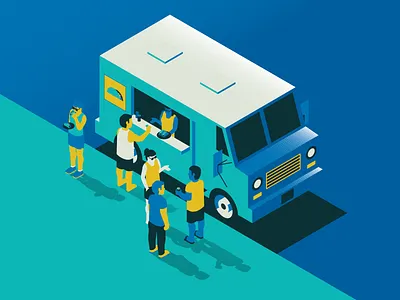 Food Truck food truck halftone illustration isometric illustration people taco truck vector
