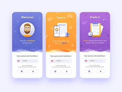 Aa Splash Screens clean design education app flat illustration illustration interface mobile app mobile app design services simple solution splashscreen ui user experience ux