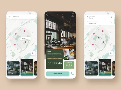 Café Finder 020 adobexd app cafe cafefinder daily ui challenge dailyui dailyui020 dailyuichallenge design interface ios locationtracker ui ux