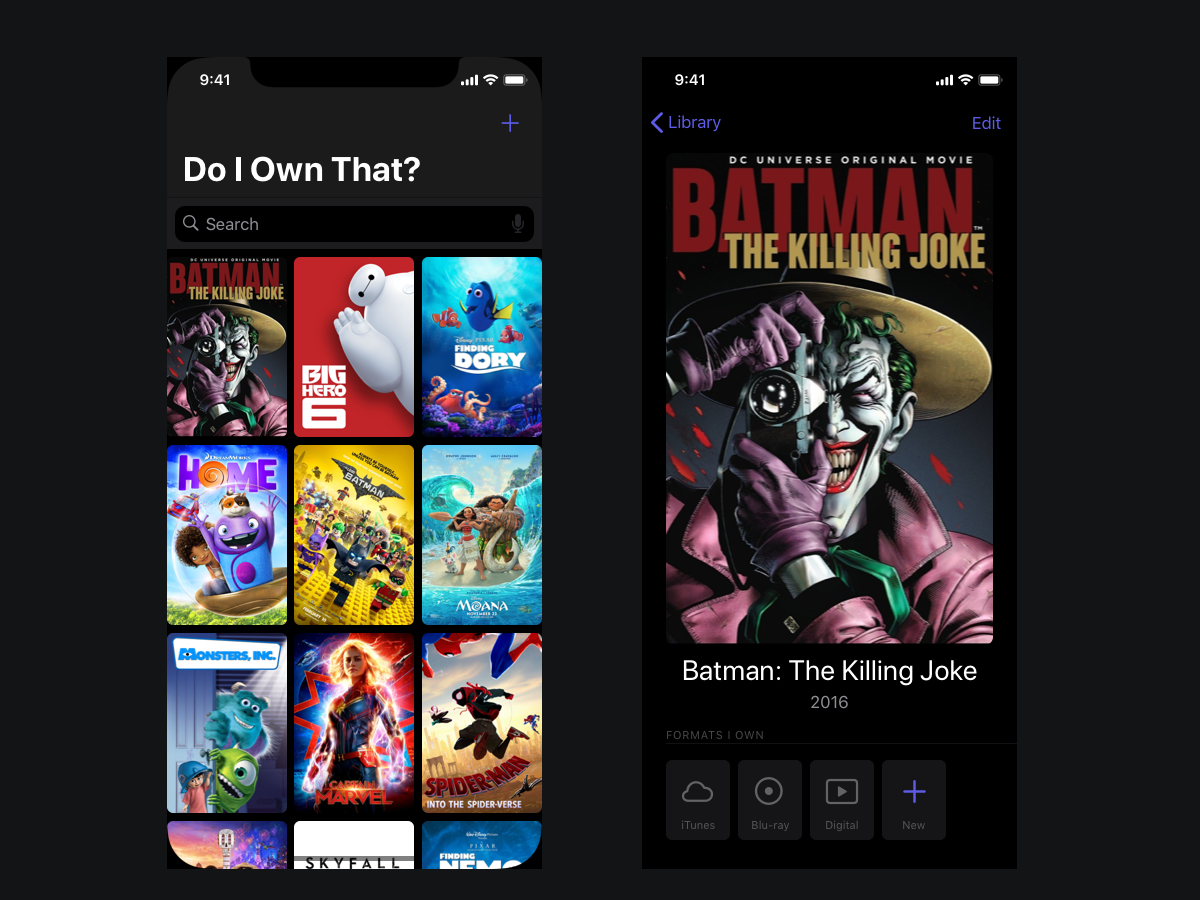 Do I Own That? app dark library movie sketch