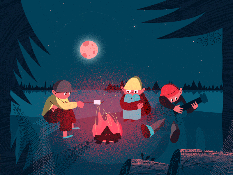 Summer Camp 2d aftereffects animation loop motiondesignschool