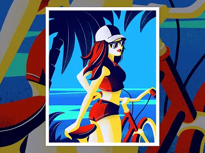 Summer Girl design flower girl illustration summer tree vector