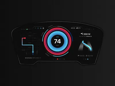 Digital Instrument Cluster auto automotive car car ui cluster cockpit dark dashboard hmi interface minimal speed ui vehicle